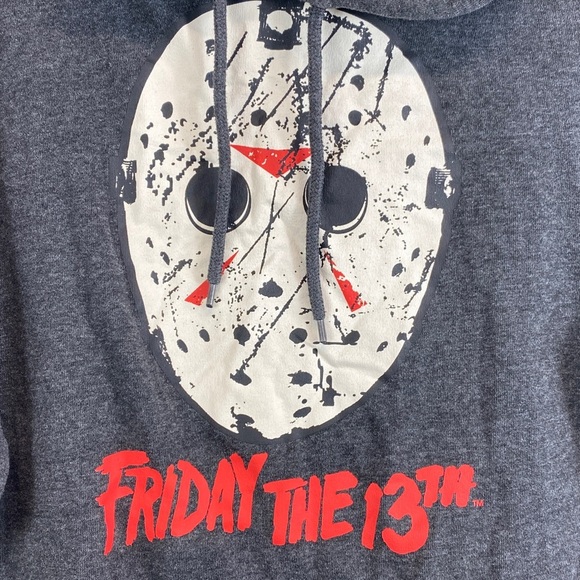 Friday the 13th hoodie Jason gray M Halloween retro graphic horror movie slasher - Picture 3 of 7